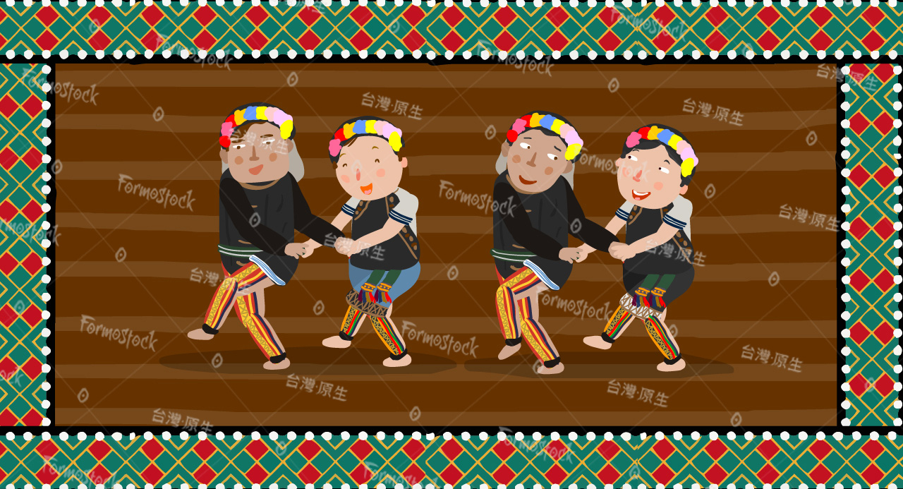 台灣原住民排灣族跳著山地舞非常開心也象徵傳統