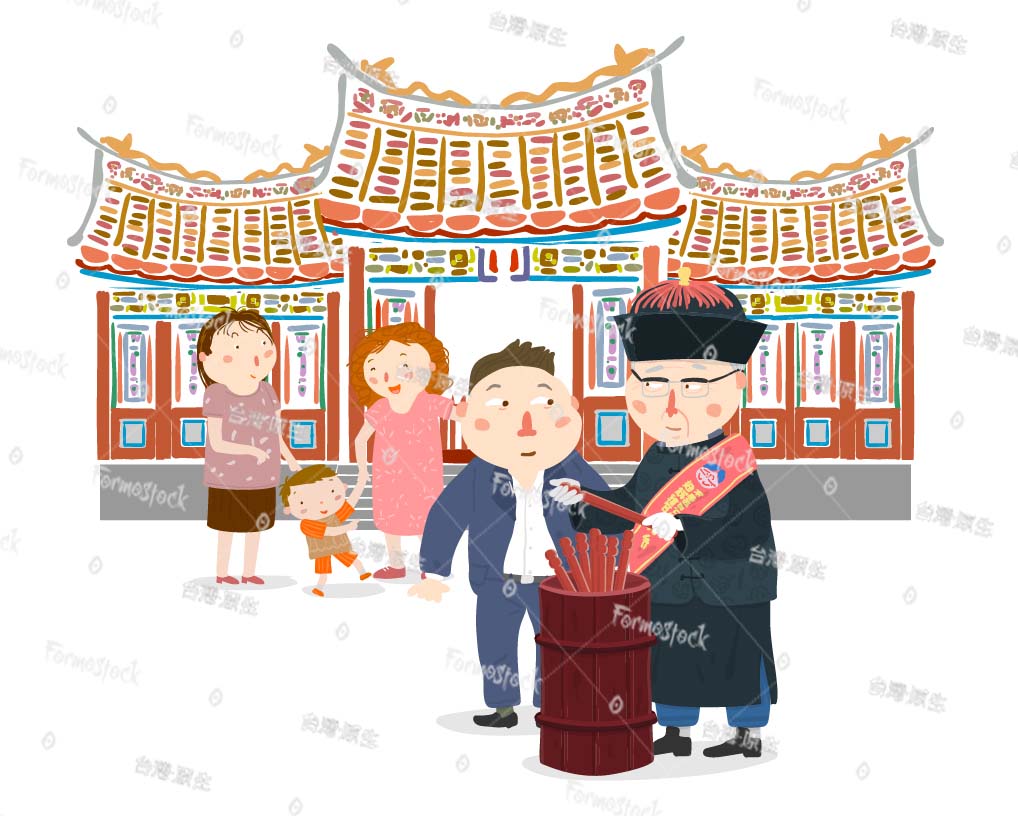 台灣大型廟宇，解籤師為民眾解籤說明